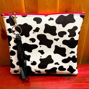 Faux leather cowprint bag
